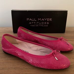 Paul Mayer Attitudes Ballet Flats Pink Snakeskin Pattern Bingo Style